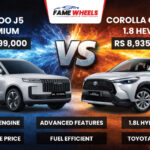 Comparison of JAECOO J5 PREMIUM and COROLLA CROSS 1.8 HEV X with pricing and key features.
