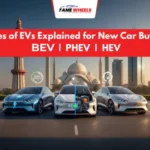 Types of EVs: BHEV, PHEV, HEV models with zero emissions and electric vehicle technology.