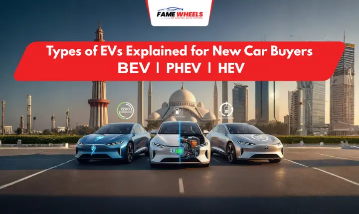 Types of EVs: BHEV, PHEV, HEV models with zero emissions and electric vehicle technology.