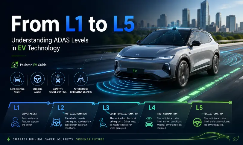 ADAS levels in EV technology explained with electric car safety features