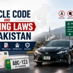 Vehicle Code and Driving Laws in Pakistan featuring traffic police, driving licence, motorway signs and road-safety rules
