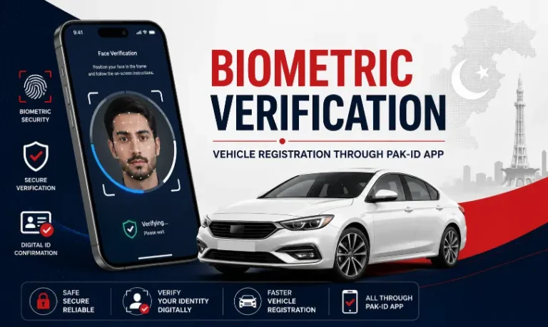 Vehicle biometric verification through the NADRA Pak-ID app in Pakistan