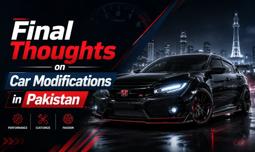 Black modified sports car with text Final Thoughts on Car Modifications in Pakistan
