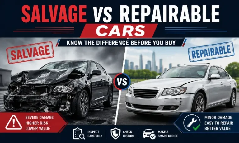 Salvage cars vs repairable cars in Pakistan showing severe and minor vehicle damage