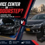 Service center vs doorstep car inspection in Karachi comparison image