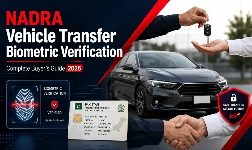 NADRA vehicle transfer biometric verification guide for used car buyers in Pakistan, 2026.