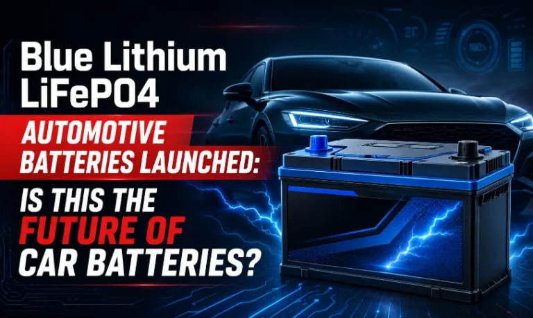 Blue Lithium LiFePO4 automotive battery technology showing the future of car batteries