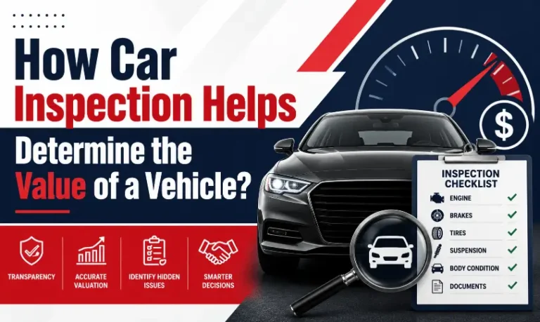 Car inspection checklist and vehicle valuation illustration showing how car inspection helps determine the value of a vehicle