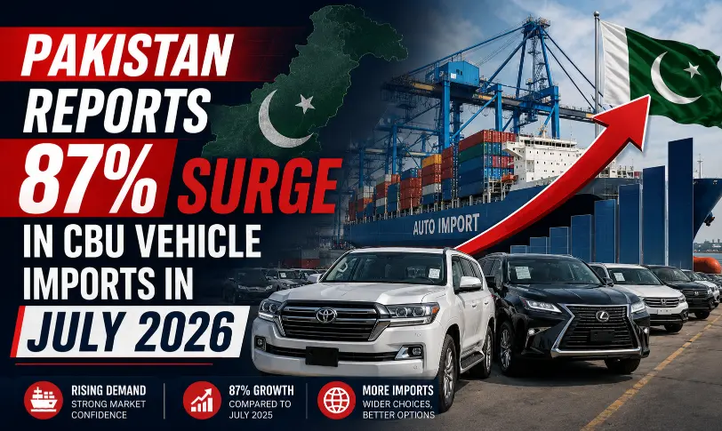 Pakistan CBU vehicle imports surge 87 percent in July 2026 after tariff reforms