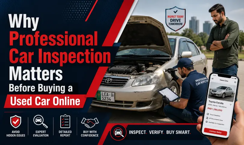 Professional car inspection before buying a used car online in Pakistan
