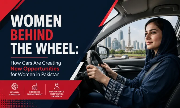 Pakistani woman driving a car and gaining independence through personal mobility