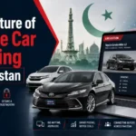 The Future of Online Car Bidding in Pakistan featuring cars and a digital live auction platform