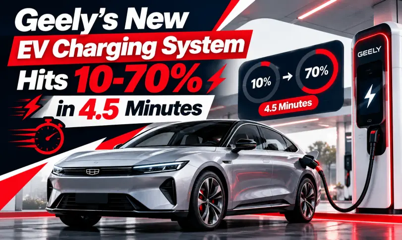 Geely EV Charging System charges from 10% to 70% in 4.5 minutes