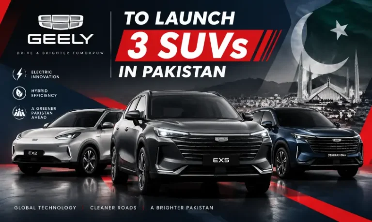 Geely SUVs Pakistan launch featuring three new electric and hybrid models