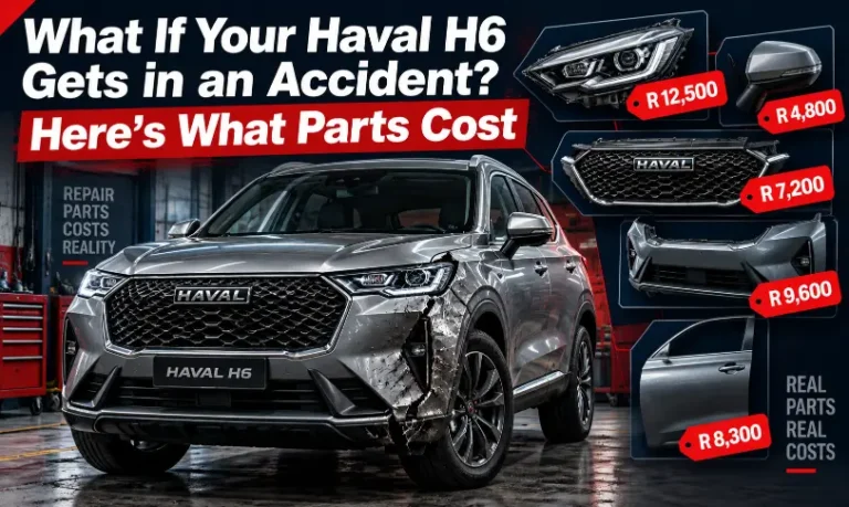 Haval H6 accident repair cost showing damaged SUV and replacement parts prices