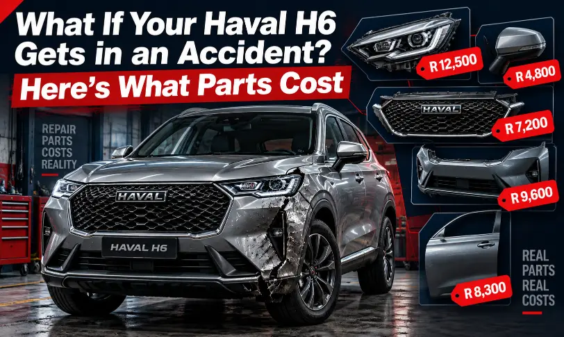 Haval H6 accident repair cost showing damaged SUV and replacement parts prices