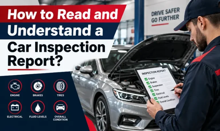How to read and understand a car inspection report with vehicle condition checks for engine, brakes, tyres and suspension