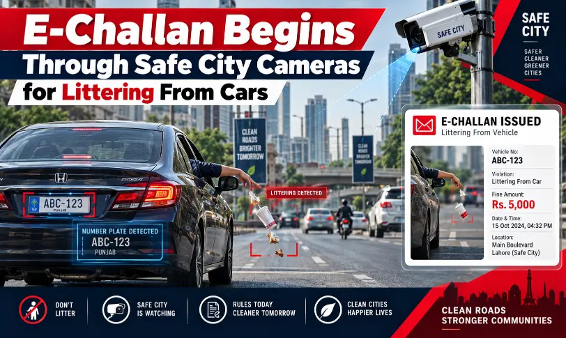 E-Challan through Safe City cameras for littering from cars